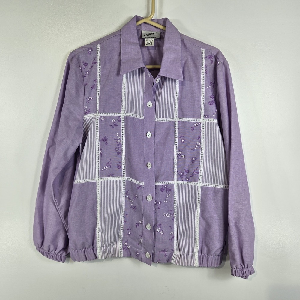Vintage GW Division of Graff Womens S Purple Patchwork Jacket Grannycore